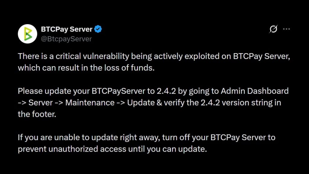 Bitcoin Lightning Nodes Hit as BTCPay Signals Emergency 2.4.2 Fix